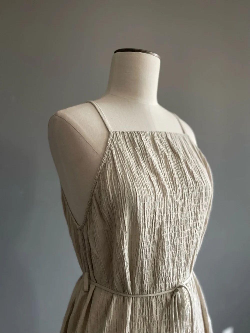 The Handloom Cotton Gauze Midi Dress Neutral Minimal Organic Ethical Ethereal - Picture 2 of 9